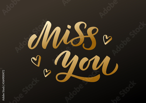 Miss you hand drawn lettering