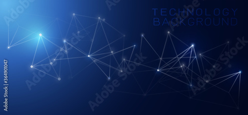 Modern technology and data connecting concept with dots and mesh on gradient background. Vector illustration