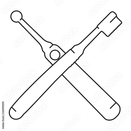 crossed toothbrush and electric floss