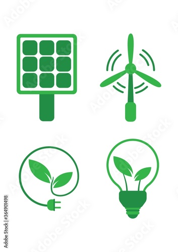 renewable energy icons set