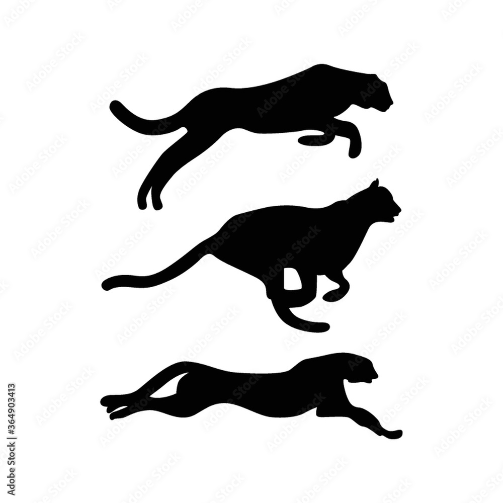 set of panther silhouettes