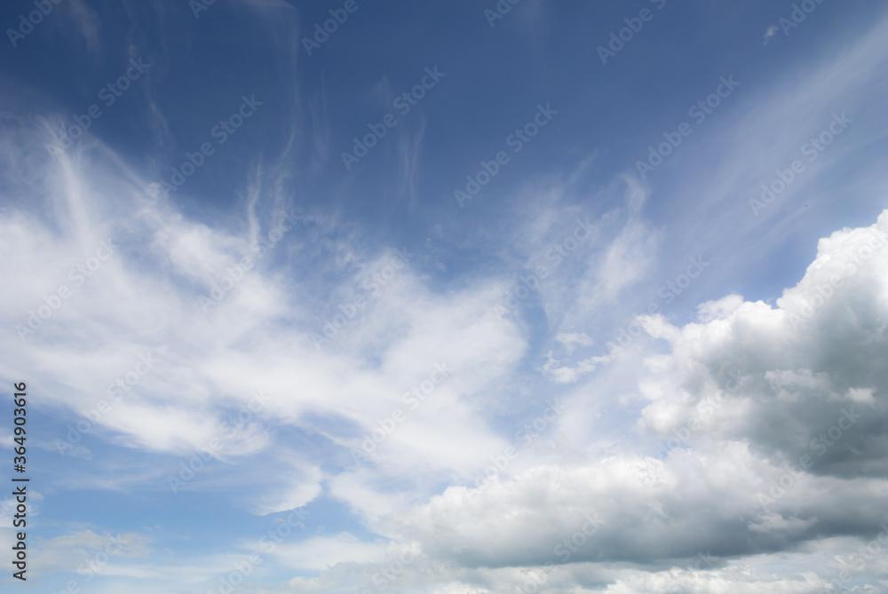 White cloudy blue sky background : Fresh environment  concept