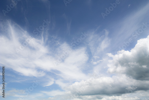 White cloudy blue sky background : Fresh environment concept