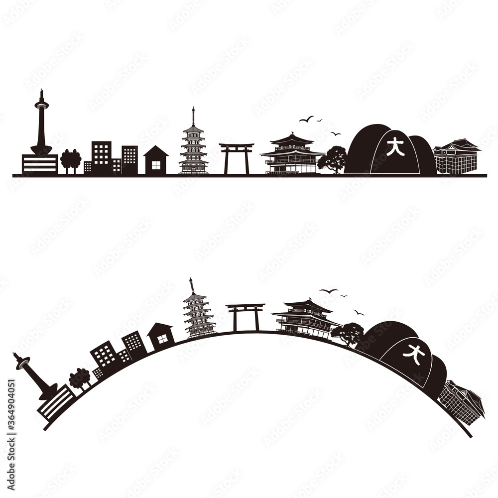 Obraz premium 京都のシルエットブラシ