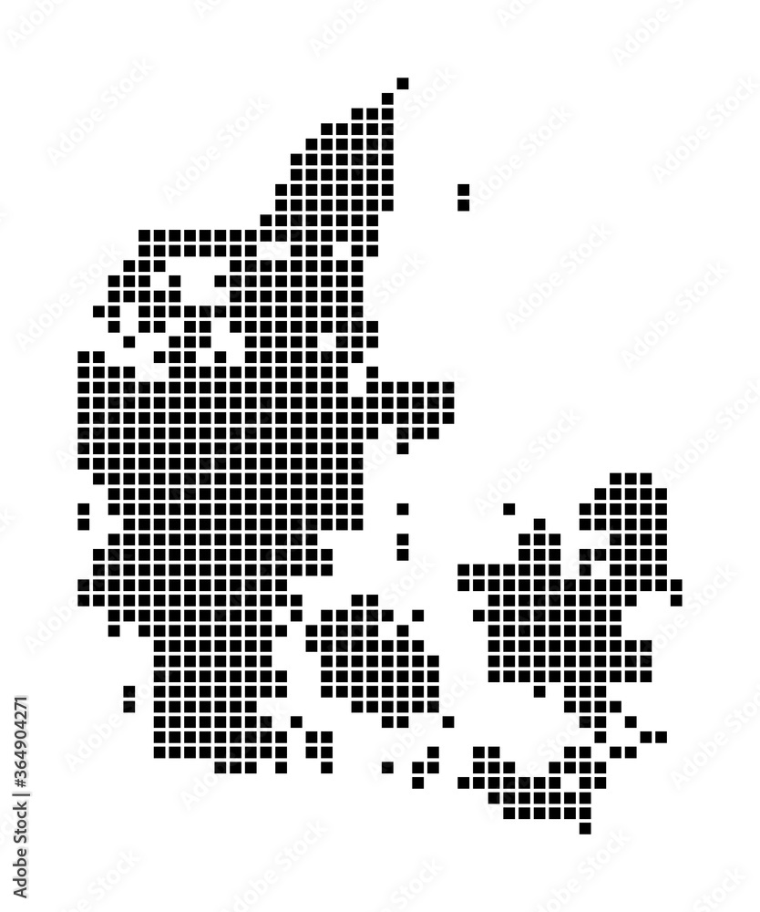 Obraz premium Denmark map. Map of Denmark in dotted style. Borders of the country filled with rectangles for your design. Vector illustration.