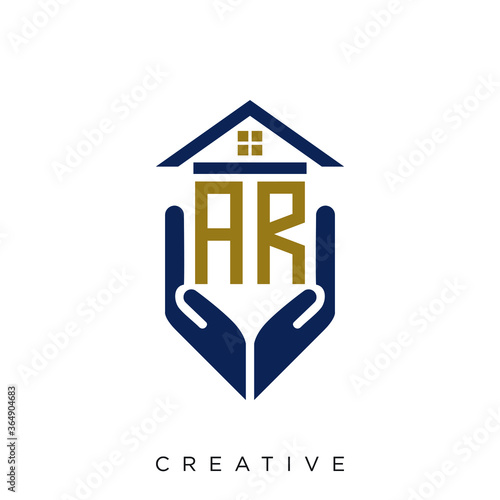 ar logo design vector for real estate