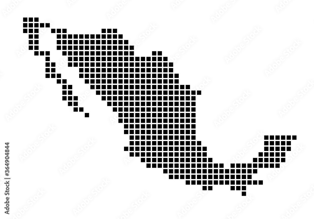 Mexico map. Map of Mexico in dotted style. Borders of the country filled with rectangles for your design. Vector illustration.
