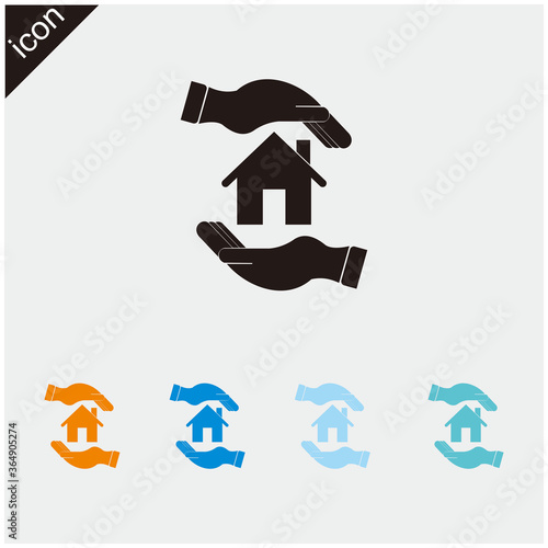 House in hand icon vector flat design