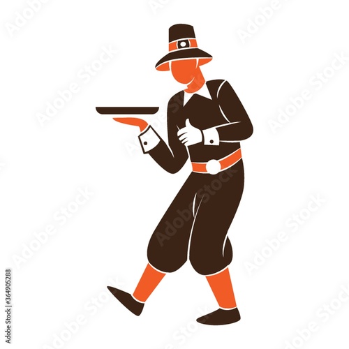 pilgrim man with serving tray