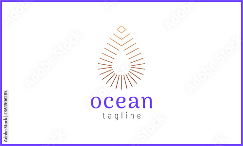 Water drop line art abstract logo design