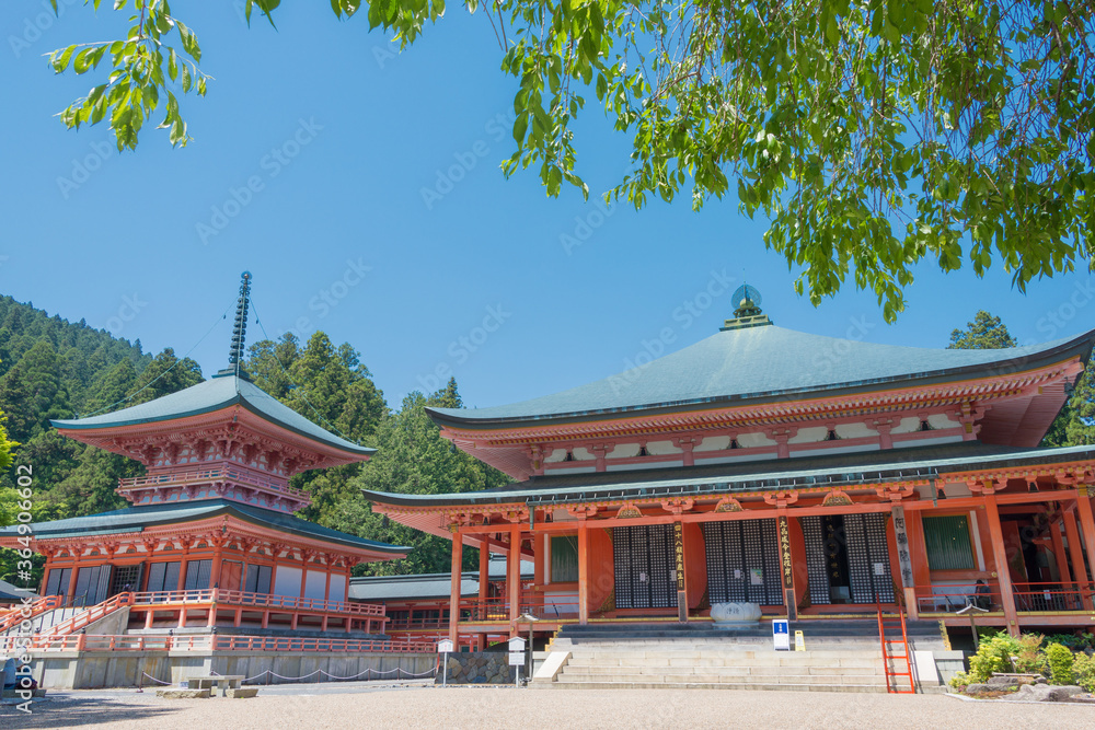 Enryakuji Temple in Otsu, Shiga, Japan. It is part of the UNESCO World Heritage Site - Historic Monuments of Ancient Kyoto (Kyoto, Uji and Otsu Cities).