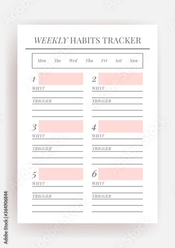 Planner sheet vector. Printable vertical notebook page