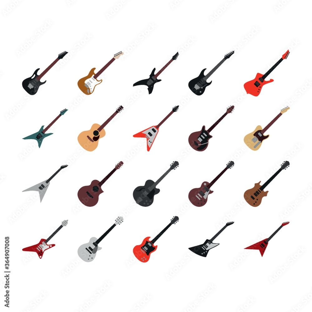 collection of electric guitars and classical guitars collection of electric guitars and classical guitars