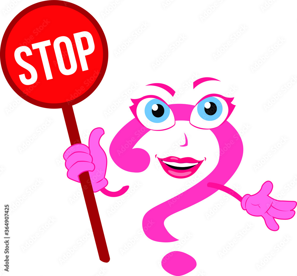 Amazing famous hard worker marketing girl funny lady question mark cartoon character woman girl sexy holding a blank empty template Stop sign banner Amazing famous hard worker marketing girl funny lady question mark cartoon character woman girl sexy holding a blank empty template Stop sign banner