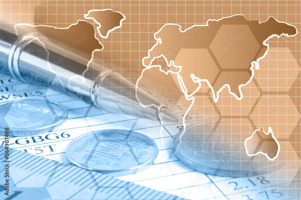 Obraz premium Mail signs, graph and map