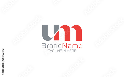Letter U and M logo formed in minimalist and modern shape photo
