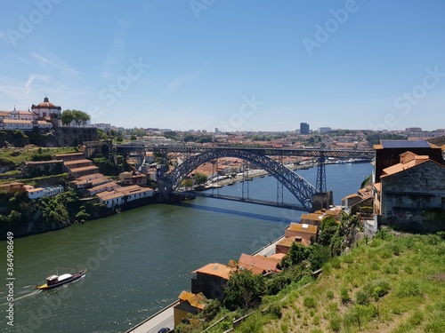Blick auf den Douro, Brücke Dom Luis I, Vila Nova de Gaia und Porto Portugal Panoramic view of Douro river, bridge Dom Luis I, Vila Nova de Gaia and Porto Portugal