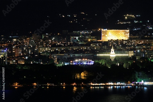 View of Varna  Bulgaria  at night from a height. Walk 14 July 2020.