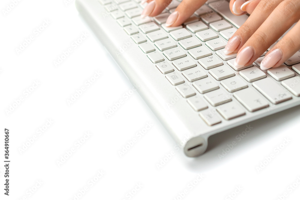 Work woman. Female online work female. Hand typing on desktop office computer keyboard. Woman using laptop. Blogger working online concept Work woman. Female online work female. Hand typing on desktop office computer keyboard. Woman using laptop. Blogger working online concept