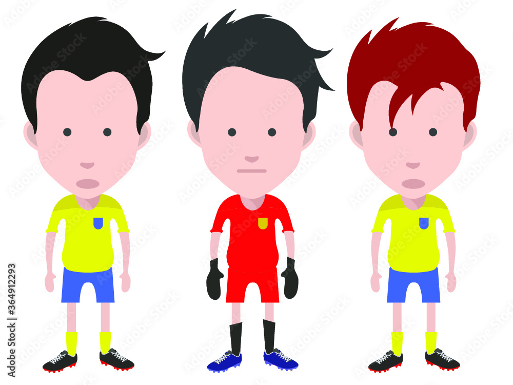 Fototapeta premium Football players, and goalkeeper. 