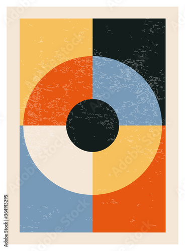 Minimal 20s geometric design poster, vector template with primitive shapes