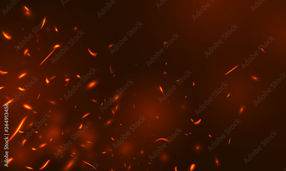 Burning red hot sparks realistic fire flames abstract background Stock ...