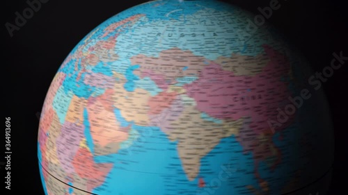 Spinning around sphere with countries and continents