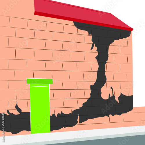 colored illustration of a Damp Mould on outside wall of a house can ruin your