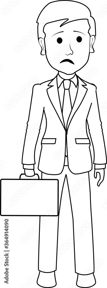 Confused man person standing with a briefcase in hand businessman employee worker boy Confused man person standing with a briefcase in hand businessman employee worker boy