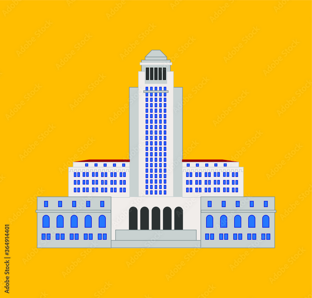 Los Angeles City Hall. illustration for web and mobile design.
