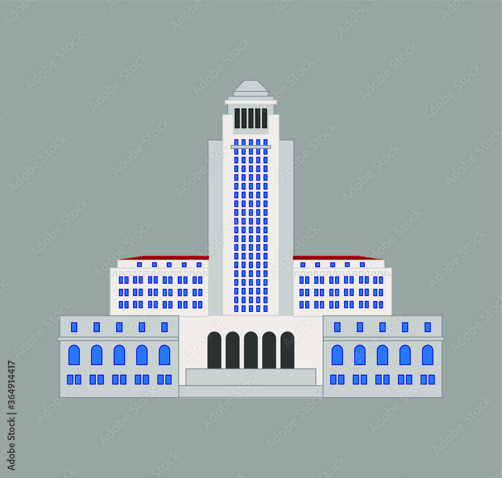Los Angeles City Hall. illustration for web and mobile design.