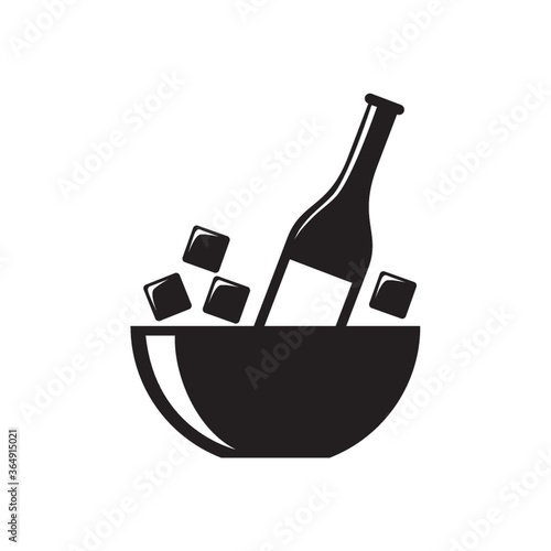 wine bottle in an ice bowl