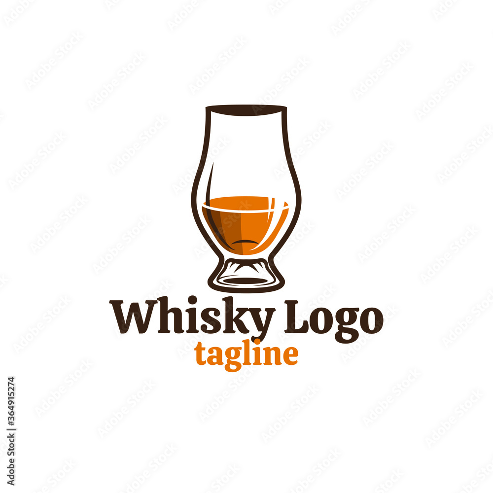 classic whiskey logos, illustrated whiskey glasses, vintage and retro