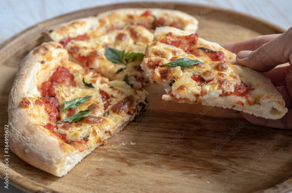 classic pizza margherita with mozzarella and basil, make pizza at home classic pizza margherita with mozzarella and basil, make pizza at home