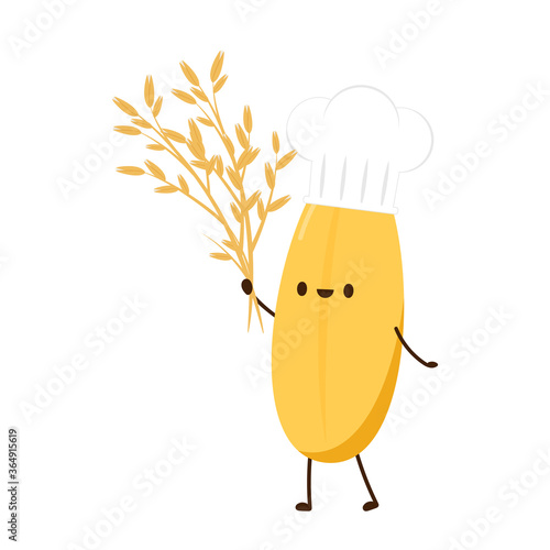 Rice character design. rice vector on white background. rice seed.