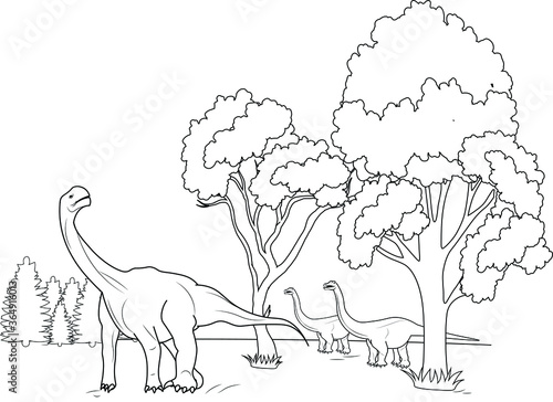 Few giant dinosaur walking slowly fun education learning