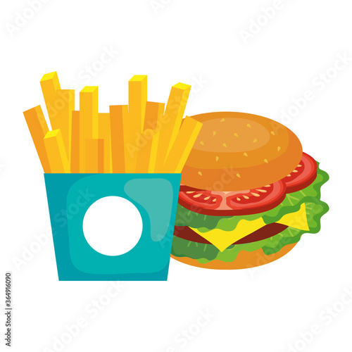 french fries and hamburger design, food eat restaurant and menu theme Vector illustration