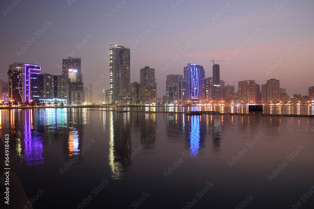 Sharjah skyline at night