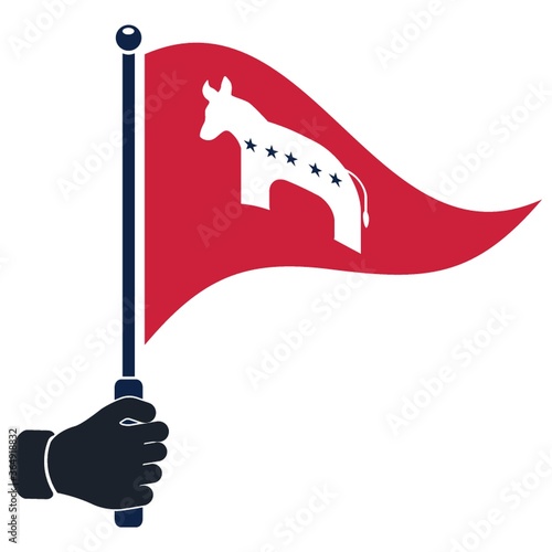 hand holding democrat party flag