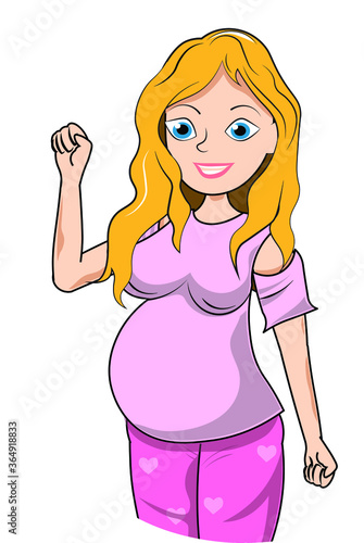 Happy pregnant woman excited beautiful sexy standing smiling fist