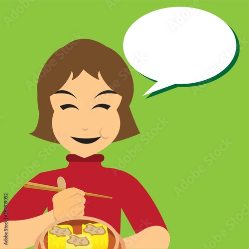 woman eating dumplings