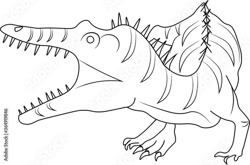 isolated allosaurus dinosaur roaring to hunt more dinosaurs