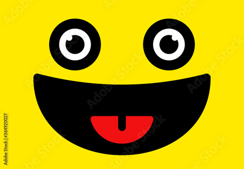 Background with facial expressions. Emotional background. Cheerful smiley with eyes, mouth and tongue. Vector illustration.