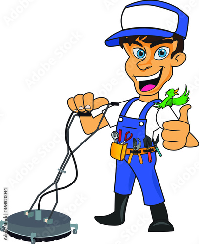 Jet cleaning washing lawn cleaner got ready to start washing outdoor