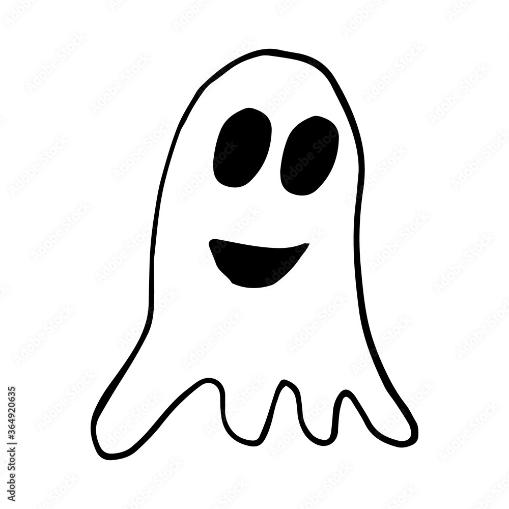 Ghost hand drawn in doodle style. vector, scandinavian, monochrome. single element for design, sticker, card, poster, invitation. halloween decor Ghost hand drawn in doodle style. vector, scandinavian, monochrome. single element for design, sticker, card, poster, invitation. halloween decor