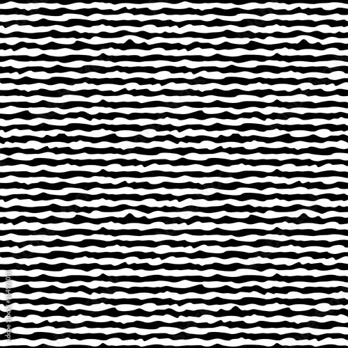 Vector geometric seamless pattern. Repeating monochrome geometric pattern of stripes with jagged edges.