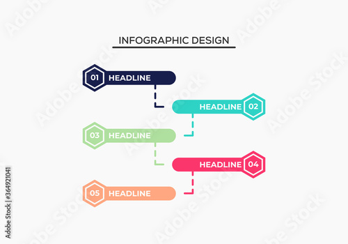 template infographic design. 5 step or option infographic design. element photo