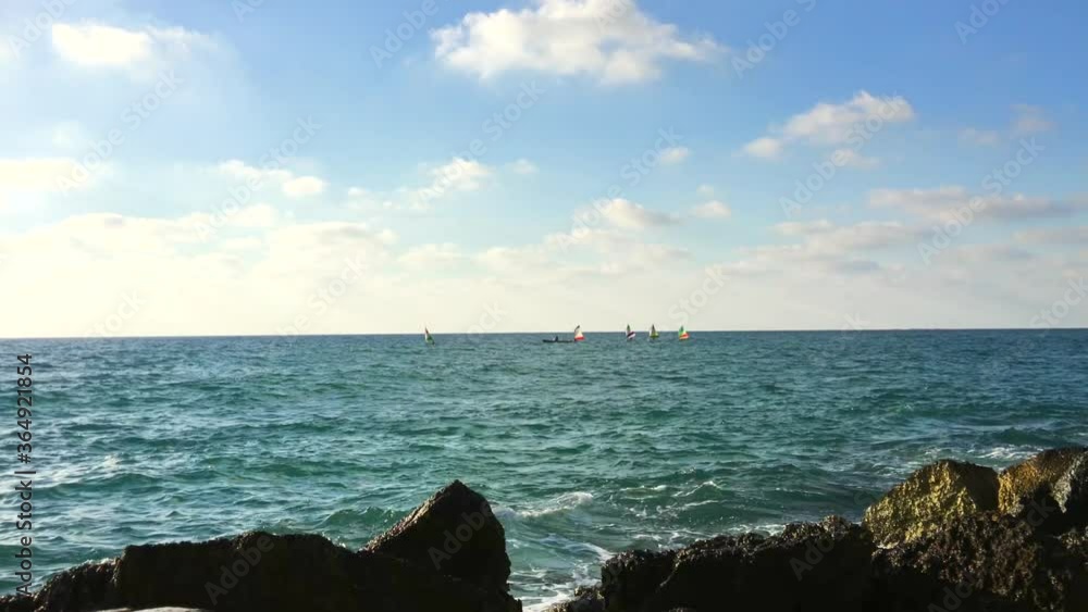 Sea and cloudy sky on a sunny day. . High quality 4k footage. Sea and cloudy sky on a sunny day. . High quality 4k footage.