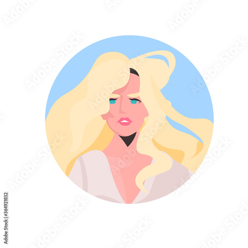 blonde young woman profile avatar beautiful girl face female cartoon character portrait vector illustration