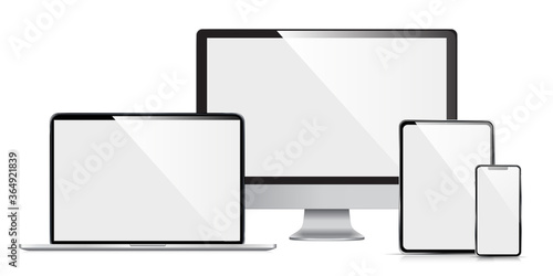 vector illustration modern monitor, computer, laptop, phone, tablet on a white background